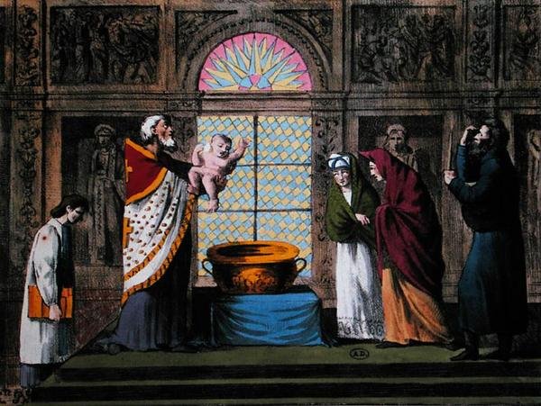 Bir Rus Ortodoks Vaftizi, c.1810-20 (renkli taş) by Carel Christian Anthony (after) Last