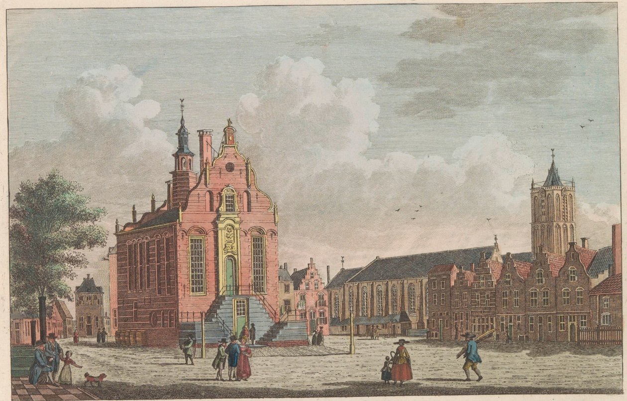 Pazar ve Schiedam belediye binası, yaklaşık 1790 Schiedam