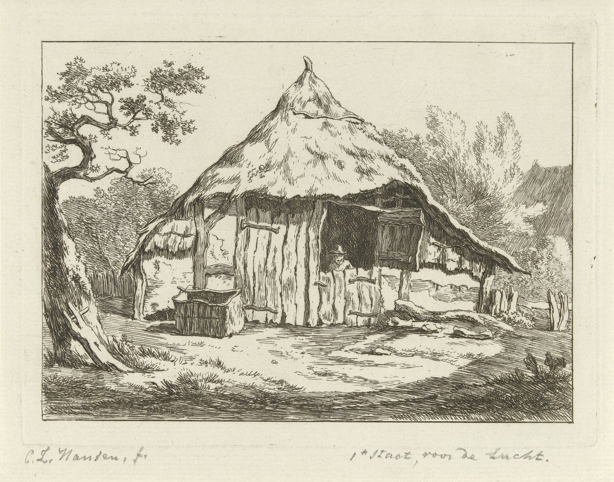 Açık üst kapı ile çiftlik evi Manzaralar (1-6) (dizi başlığı) by Carel Lodewijk Hansen
