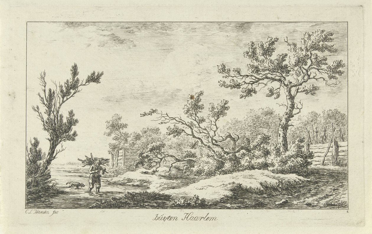 odun toplayıcı Buyten Haarlem (nesne üzerindeki başlık) Manzaralar (a-f) (dizi başlığı) by Carel Lodewijk Hansen