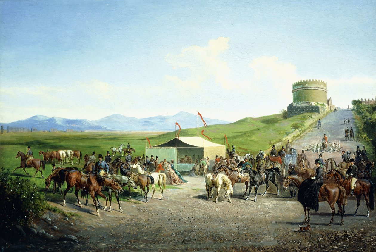 Via Appia Antiqua, Santa Cecilia Mezarı yakınındaki Roma Avı by Carel Max Gerlach Anton Quaedvlieg