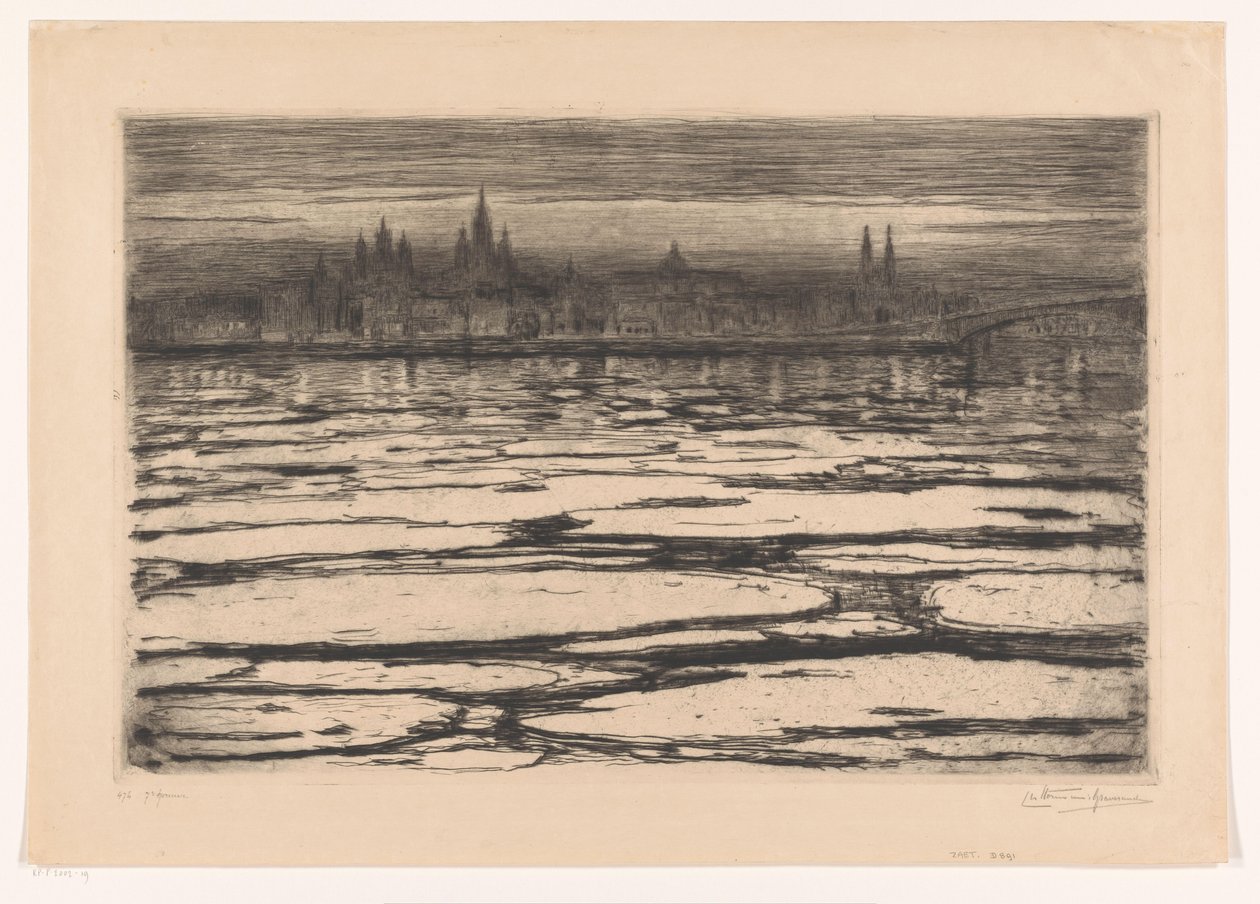 Ren Nehri üzerindeki buz sarkıtları (nesnedeki orijinal başlık) by Carel Nicolaas Storm van 