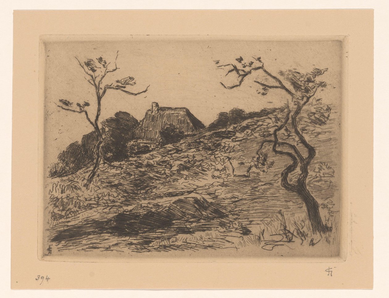 Materborn yakınlarındaki bir tepenin arkasındaki ev by Carel Nicolaas Storm van 