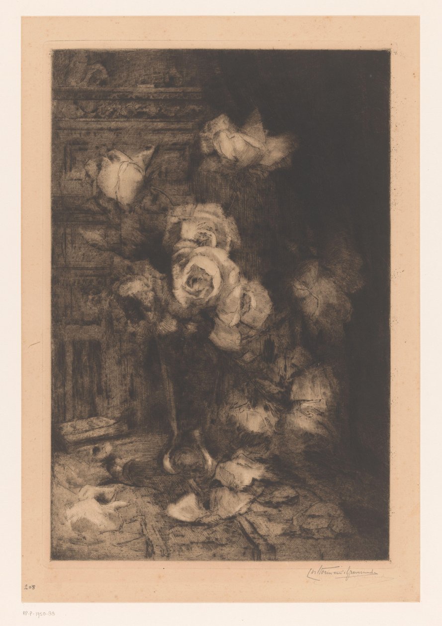 Masada güllü vazo Fleurs (orijinal başlık) by Carel Nicolaas Storm van 