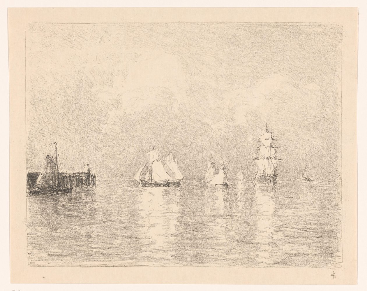 Cuxhaven yolunda yelkenli gemiler by Carel Nicolaas Storm van 