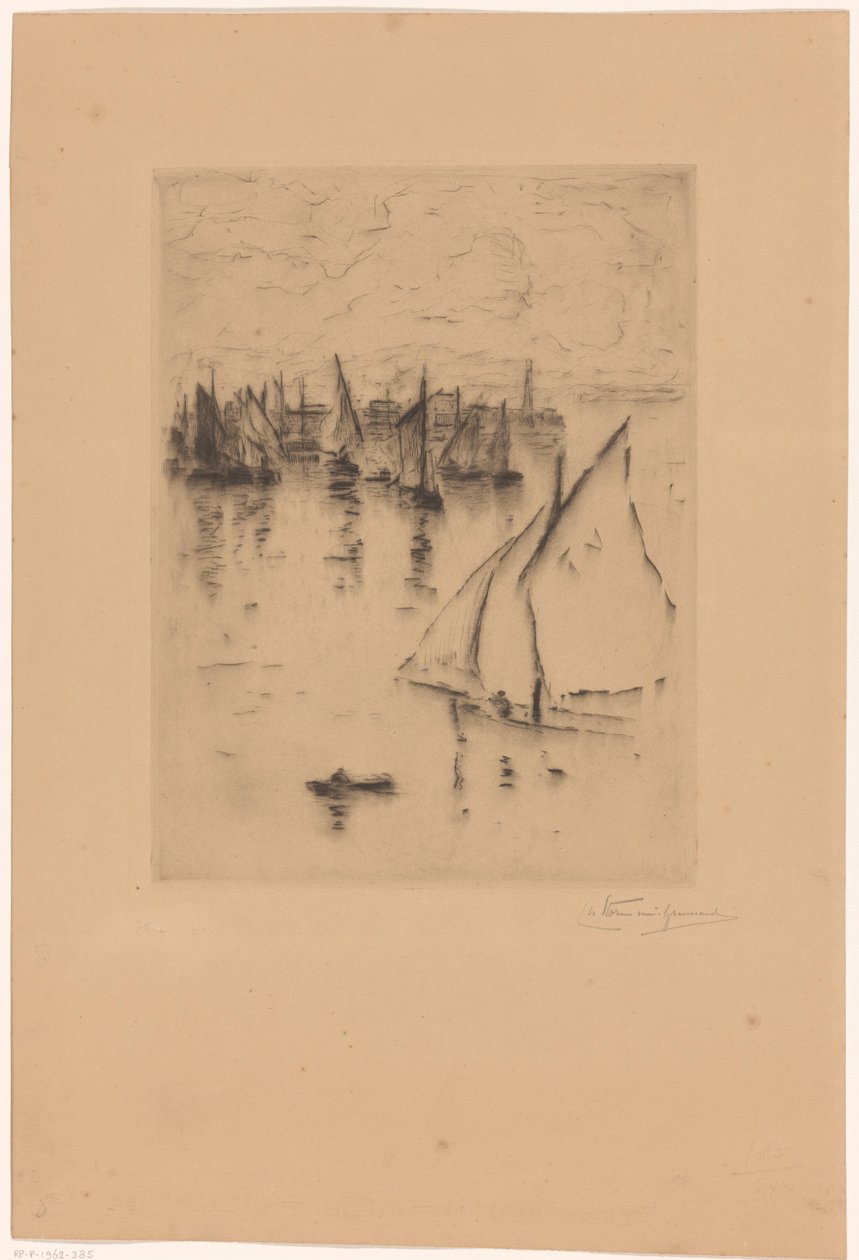 Le Havre limanının önünde yelkenli gemiler by Carel Nicolaas Storm van 