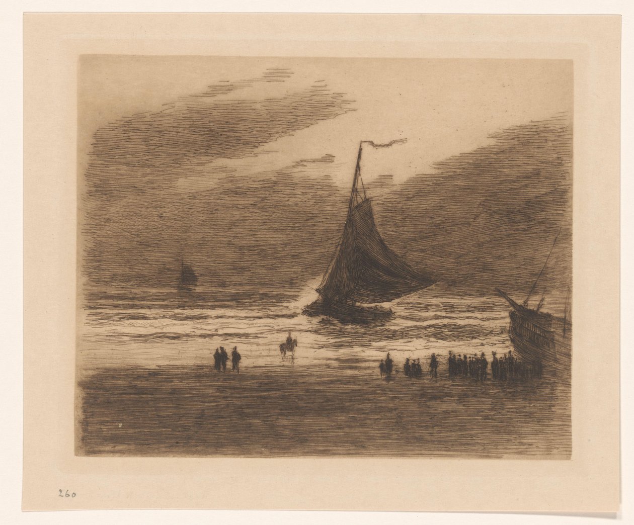 Sahilde gelen balıkçı teknesi by Carel Nicolaas Storm van 