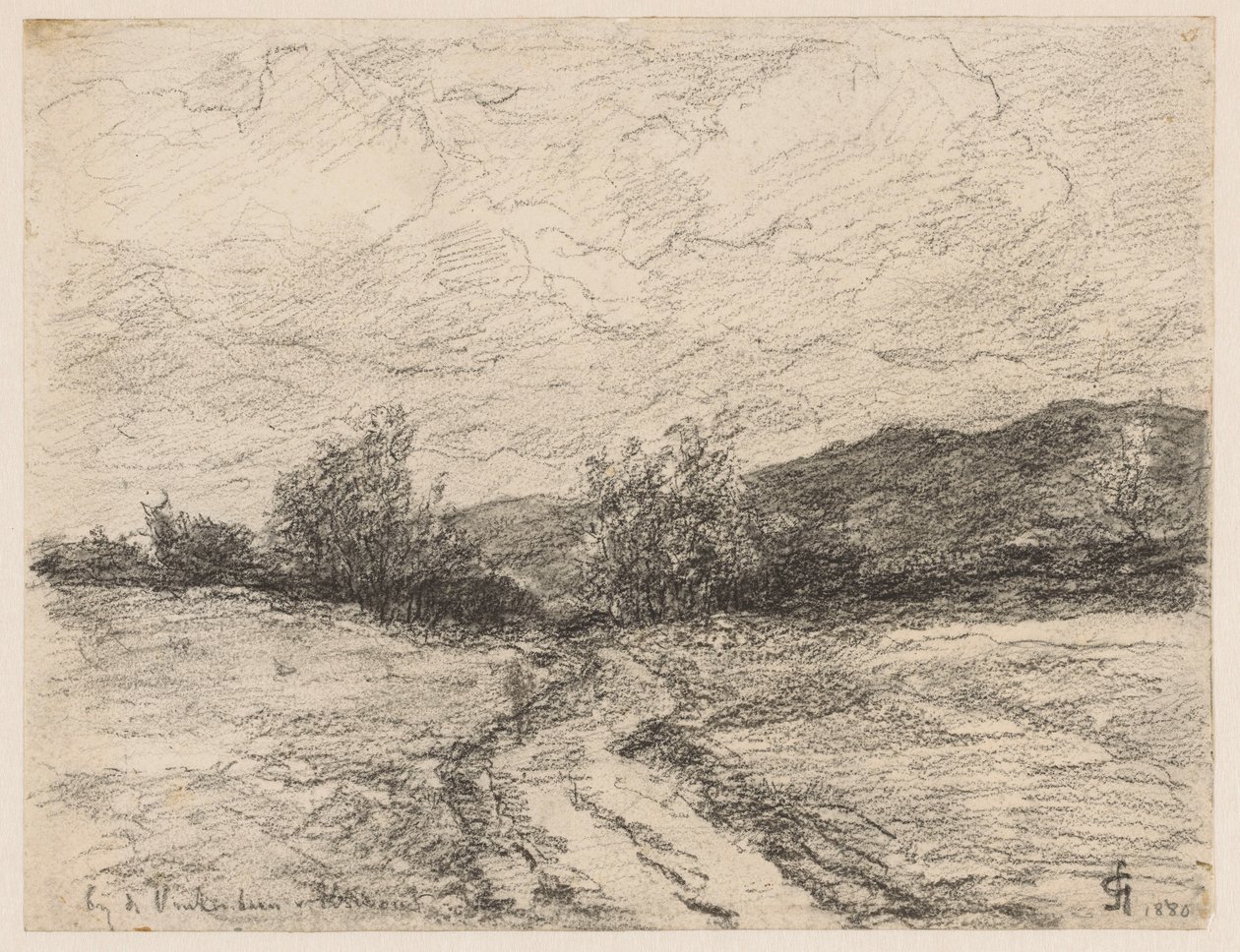 Elswout yakınlarındaki kum tepelerinin içinden geçen orman yolu Elswout'un Vinkenbaan yakınlarında (nesnedeki başlık) by Carel Nicolaas Storm van 