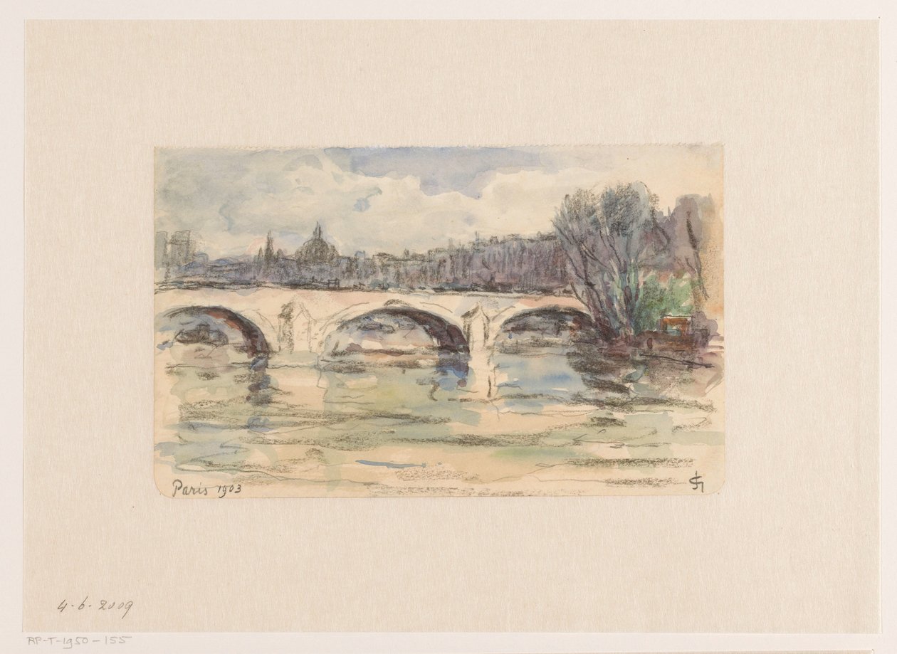 Seine, Paris üzerinde köprü by Carel Nicolaas Storm van 