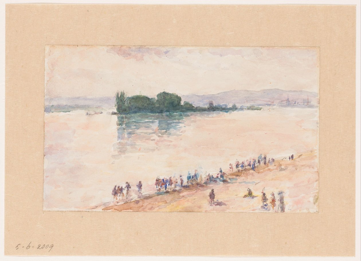 Bir nehrin tüm genişliği boyunca bankadan görünüm by Carel Nicolaas Storm van 