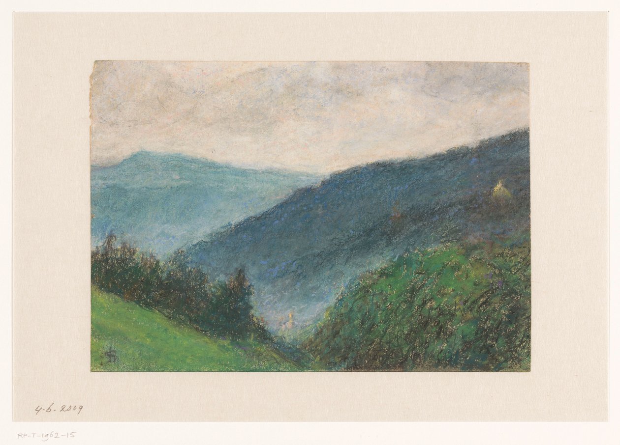 Baden-Baden yakınlarındaki tepelik manzara by Carel Nicolaas Storm van 