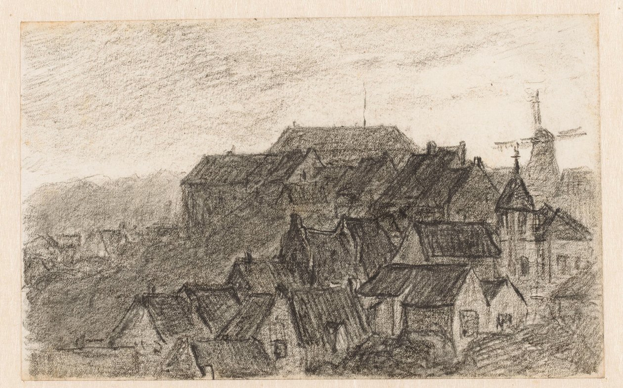 Yel değirmeni ile Kleve'de şehir manzarası by Carel Nicolaas Storm van 