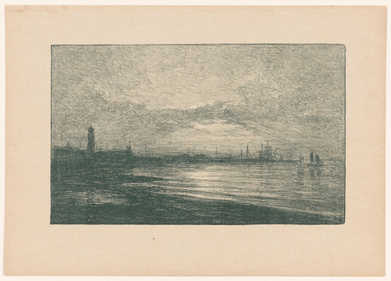 Gece limanı Günün düşüşü (nesne üzerindeki başlık) by Carel Nicolaas Storm van 