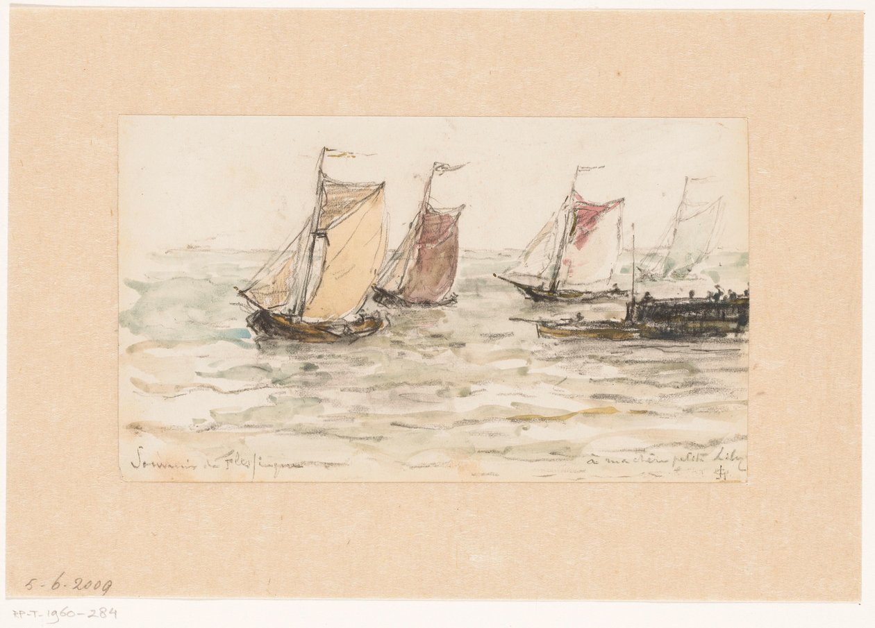 Scheldt'te yelkenli balıkçı gemileri by Carel Nicolaas Storm van 