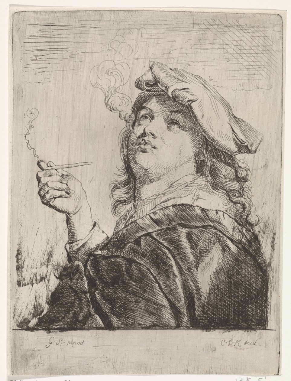 Elinde bir boru ile sigara içen by Carel de Moor (II)