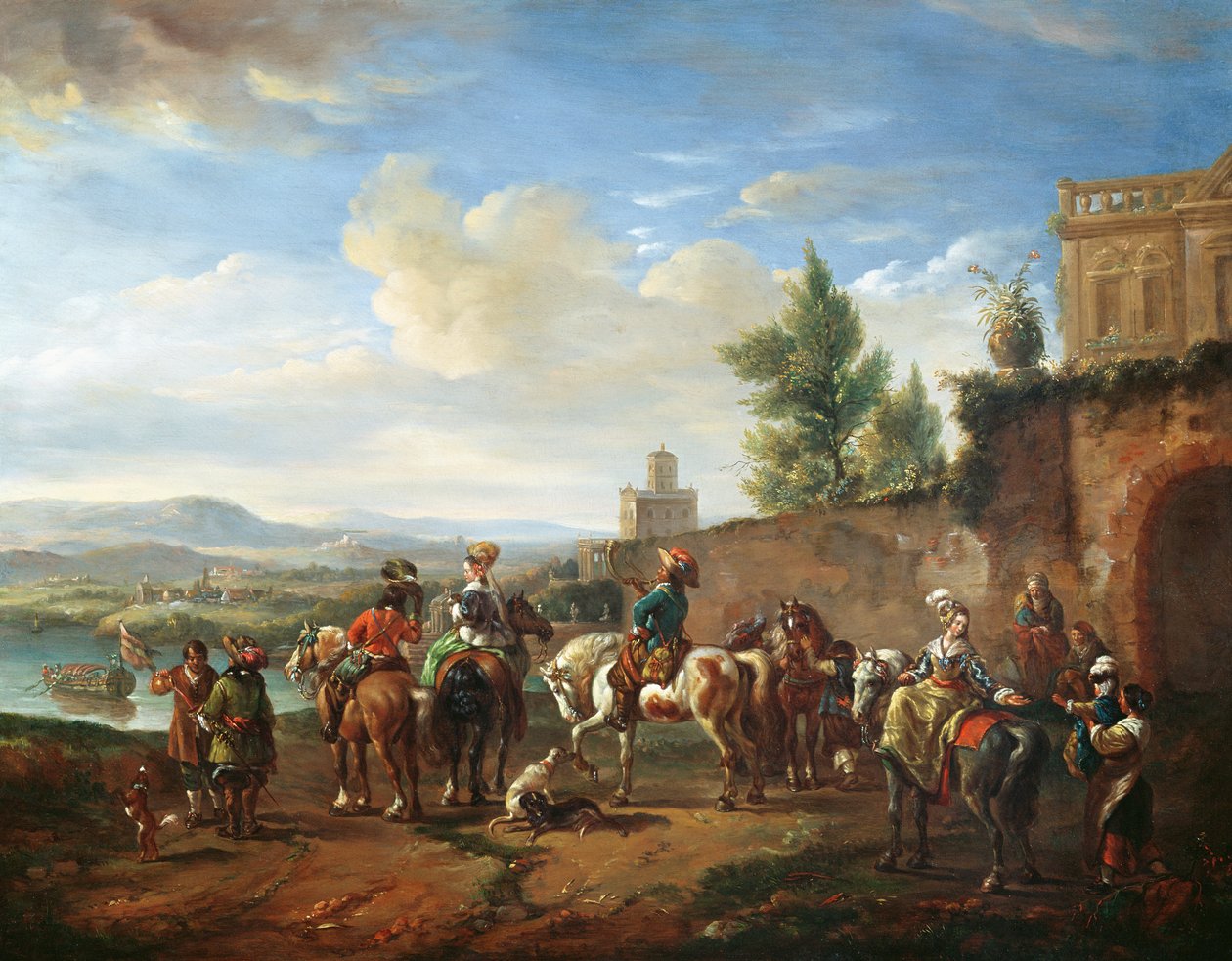 Bir Kır Evi Tarafından Bir Av Partisi by Carel van Falens or Valens