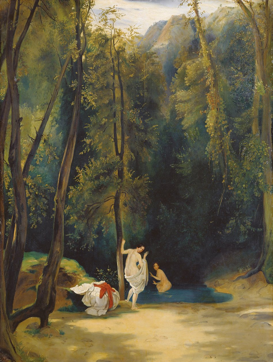 Terni Parkında Yıkanan Kadın by Carl Blechen
