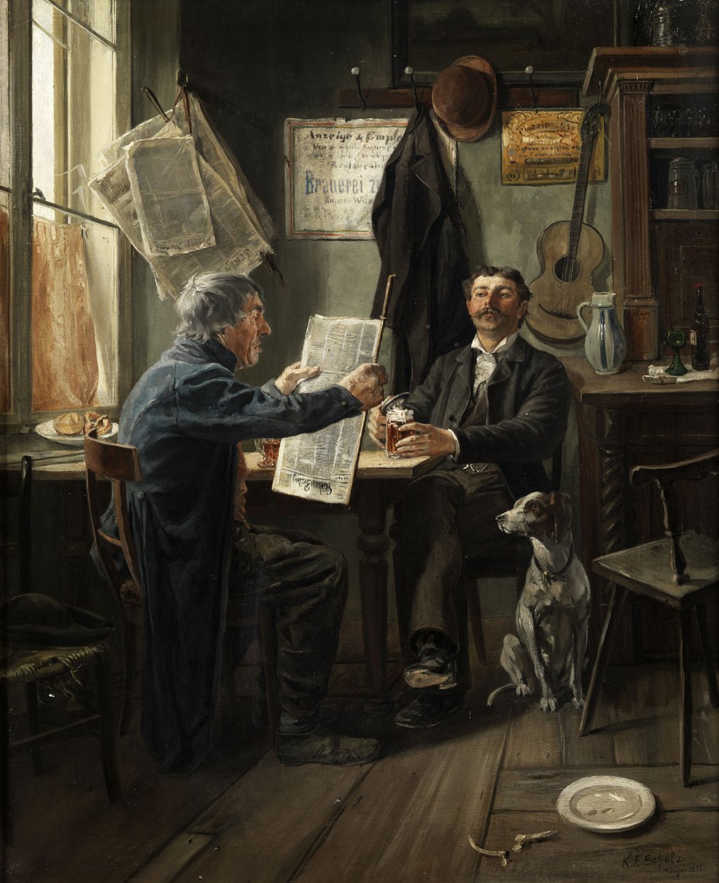 Bira masasında gazete okumak by Carl Friedrich Schulz