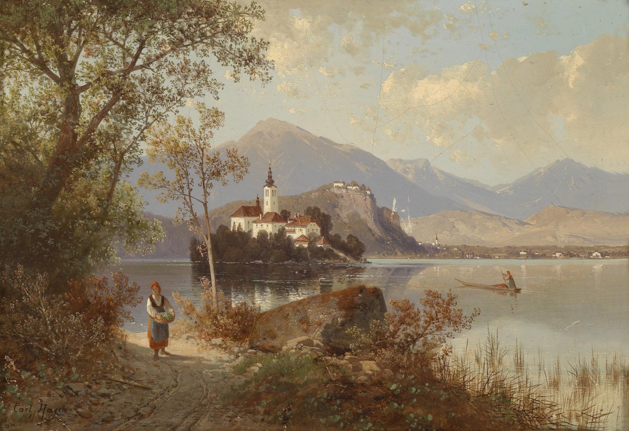 Bled Gölü manzarası by Carl Hasch