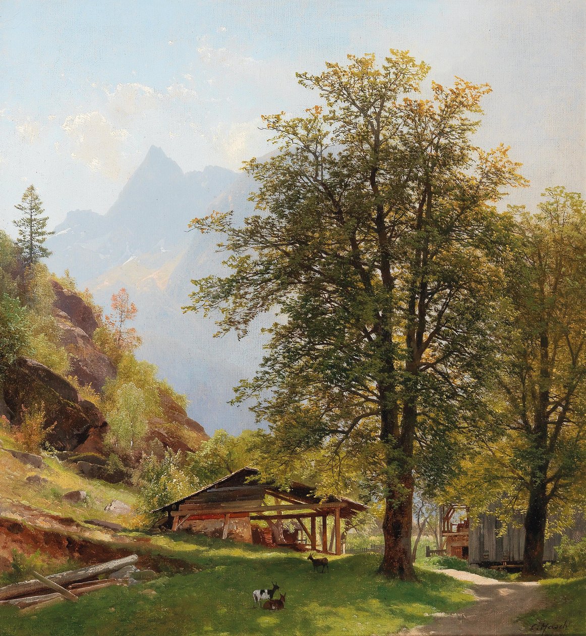 Çiftlik Binaları ile Peyzaj by Carl Hasch