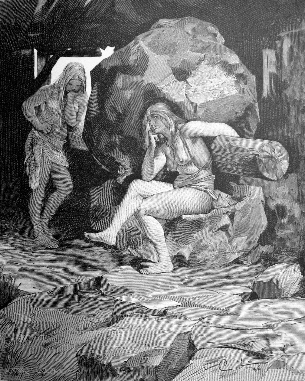 Grotte değirmeninde Fenja ve Menja by Carl Larsson