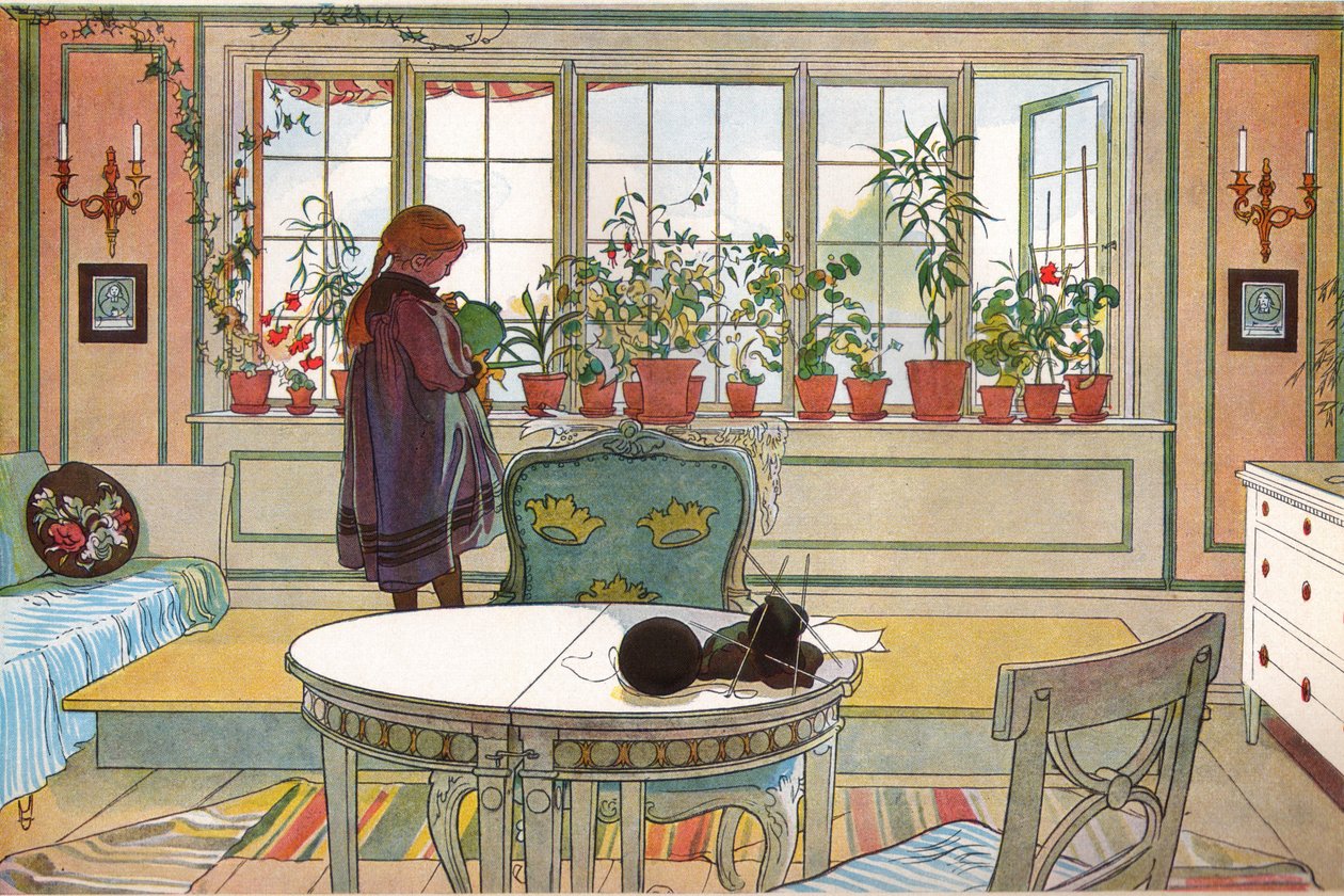 Pencere kenarındaki çiçekler by Carl Larsson