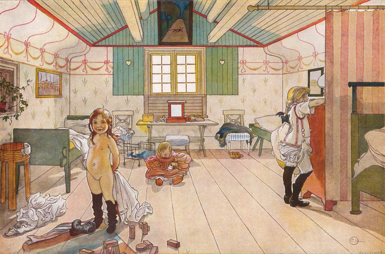 Küçük kızların yatak odasında by Carl Larsson