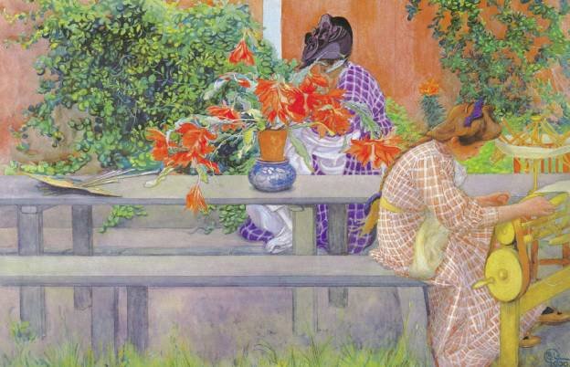 kaktüs ile Karin ve Brita by Carl Larsson
