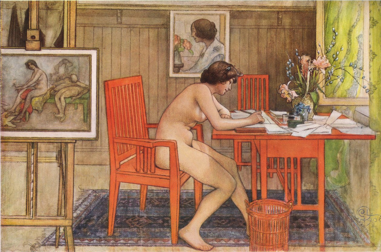 Model yazma kartpostalları by Carl Larsson