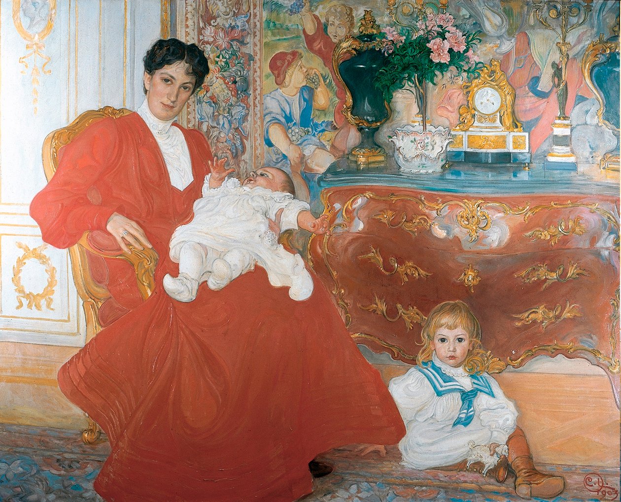 Bayan Dora Lamm ve En Büyük İki Oğlu by Carl Larsson