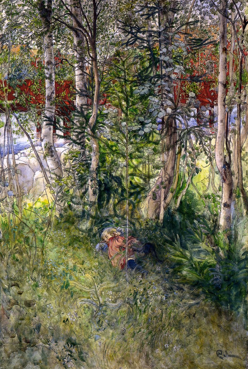 Yeşiller içinde şekerleme by Carl Larsson