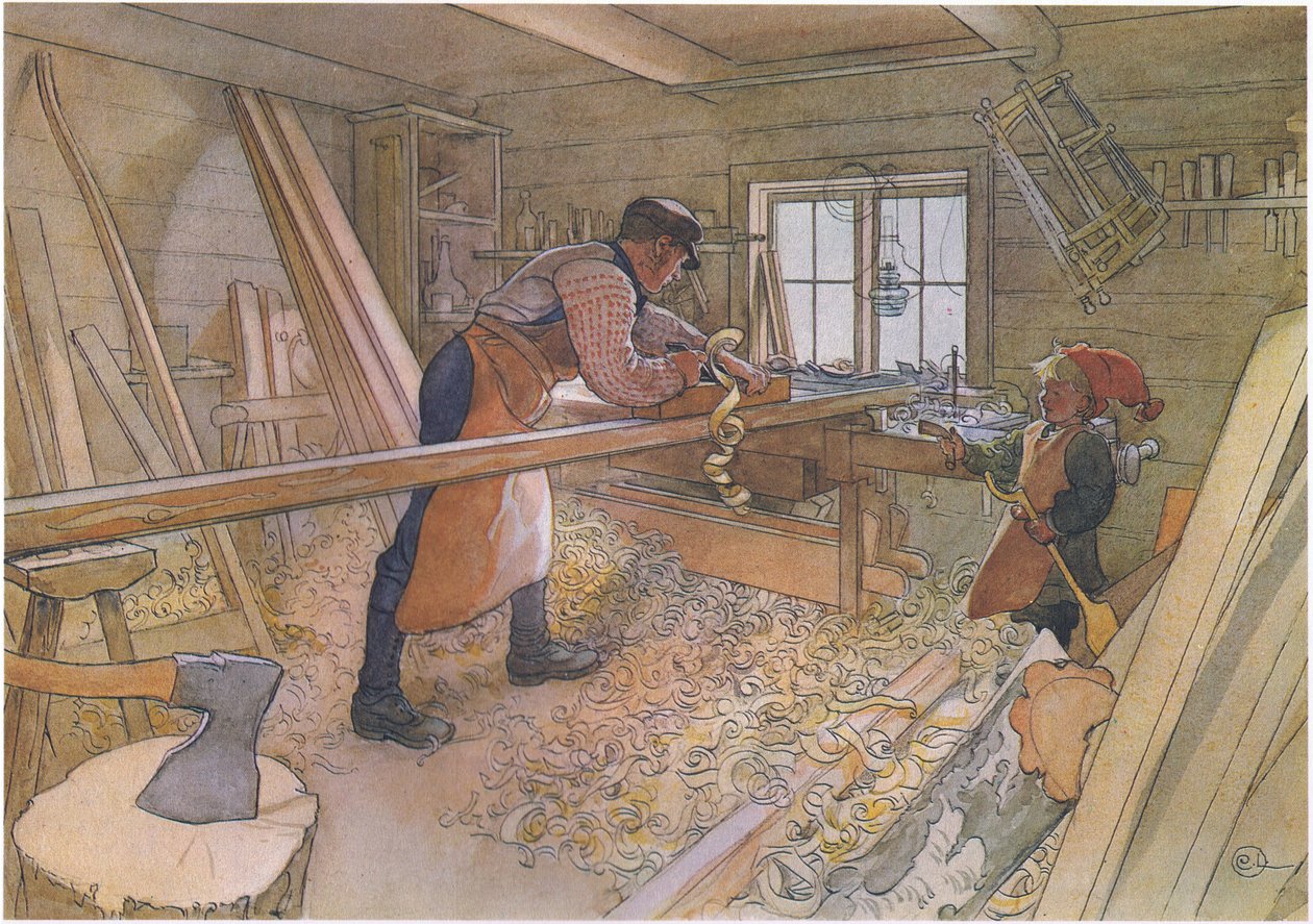 Johan Amca çiftlik atölyesinde by Carl Larsson