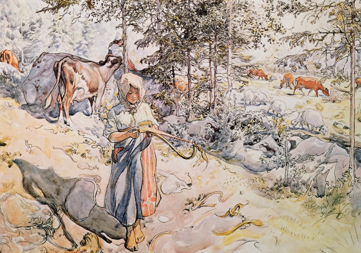 Genç Kız Dokuma, 1905 by Carl Larsson