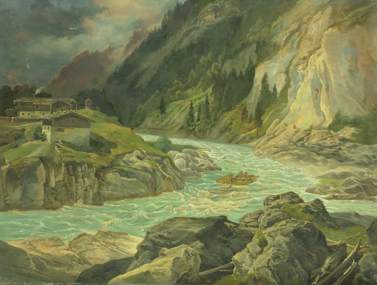Isar Nehri üzerindeki Rapids, 1830 by Carl Morgenstern