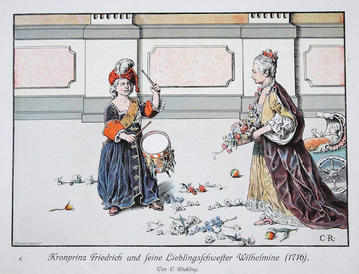 Veliaht Prens Frederick ve en sevdiği kız kardeşi Wilhelmine, 1716 by Carl Röchling