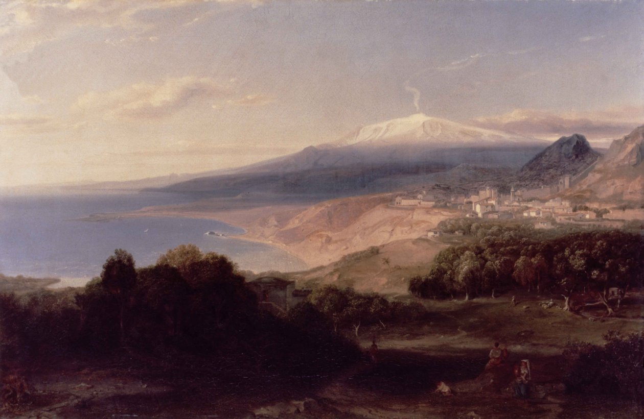 Taormina ve Etna Dağı, 1840 dolayları by Carl Rottmann