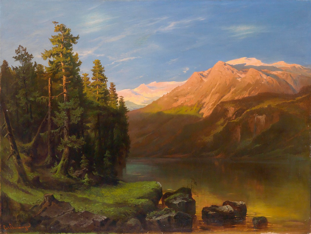 Gün batımında büyük manzara by Carl Schweninger sen.