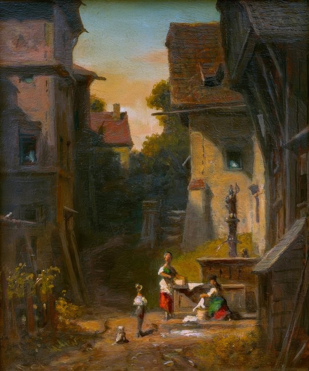 Şehir çeşmesinde by Carl Spitzweg