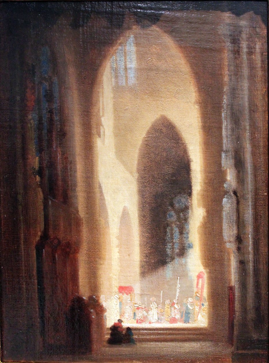 alayı ile kilise iç by Carl Spitzweg