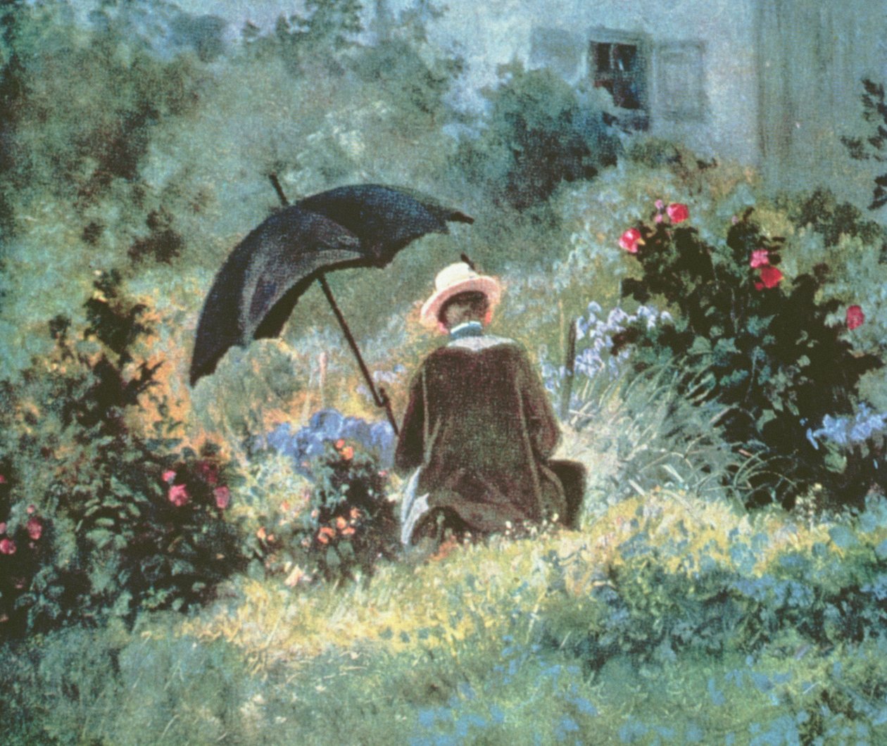 Bahçede okuyan bir beyefendinin detayı by Carl Spitzweg