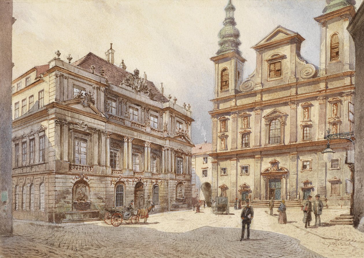 Viyana, Cizvit Kilisesi ve eski üniversite by Carl Wenzel Zajicek