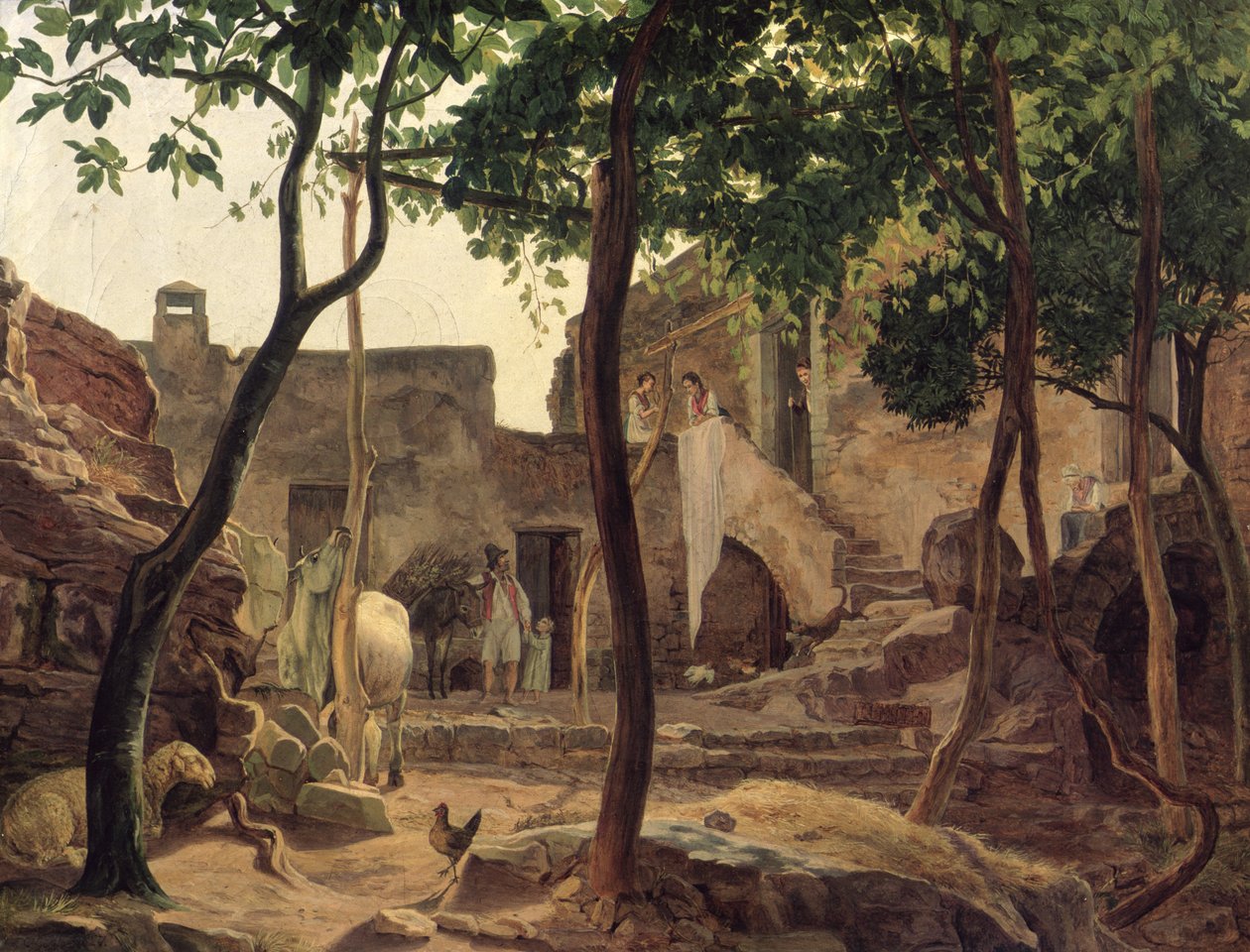 Sorrento yakınlarındaki Çiftlik, 1827 by Carl Wilhelm Goetzloff