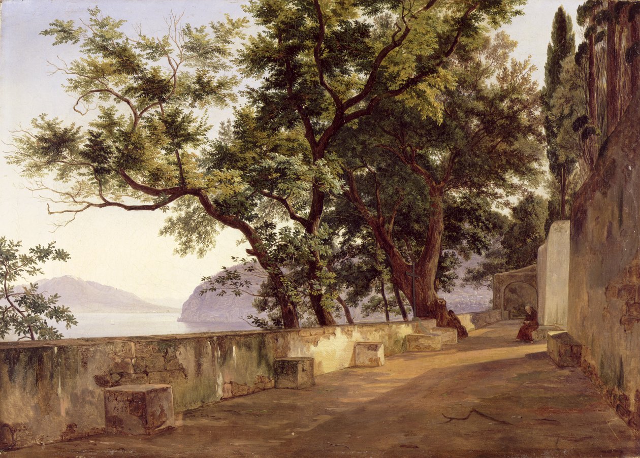 Sorrento yakınlarındaki Capuchin Friars Bahçesi, 1827 by Carl Wilhelm Goetzloff
