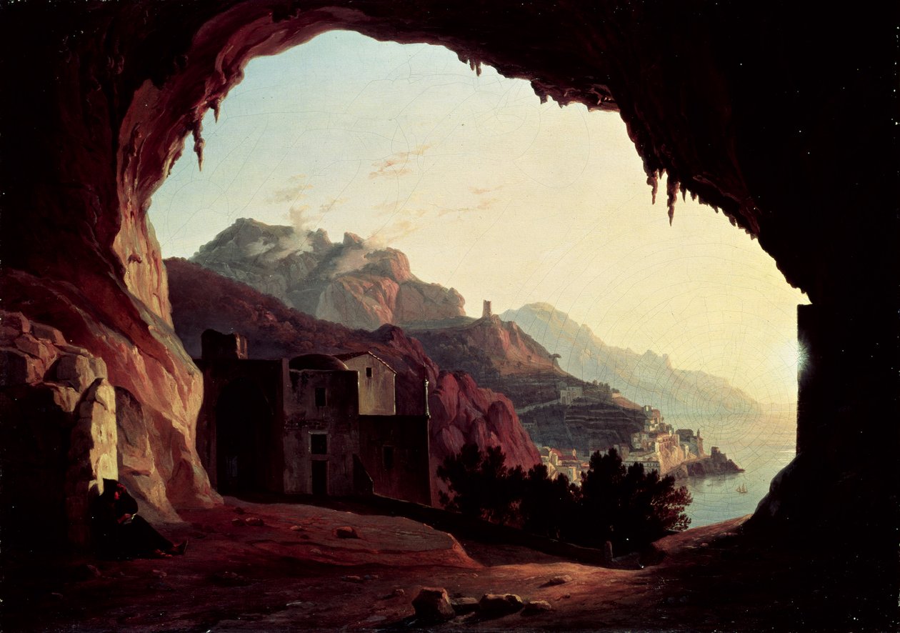 Amalfi yakınlarındaki Grotto, 1828 dolayları by Carl Wilhelm Goetzloff
