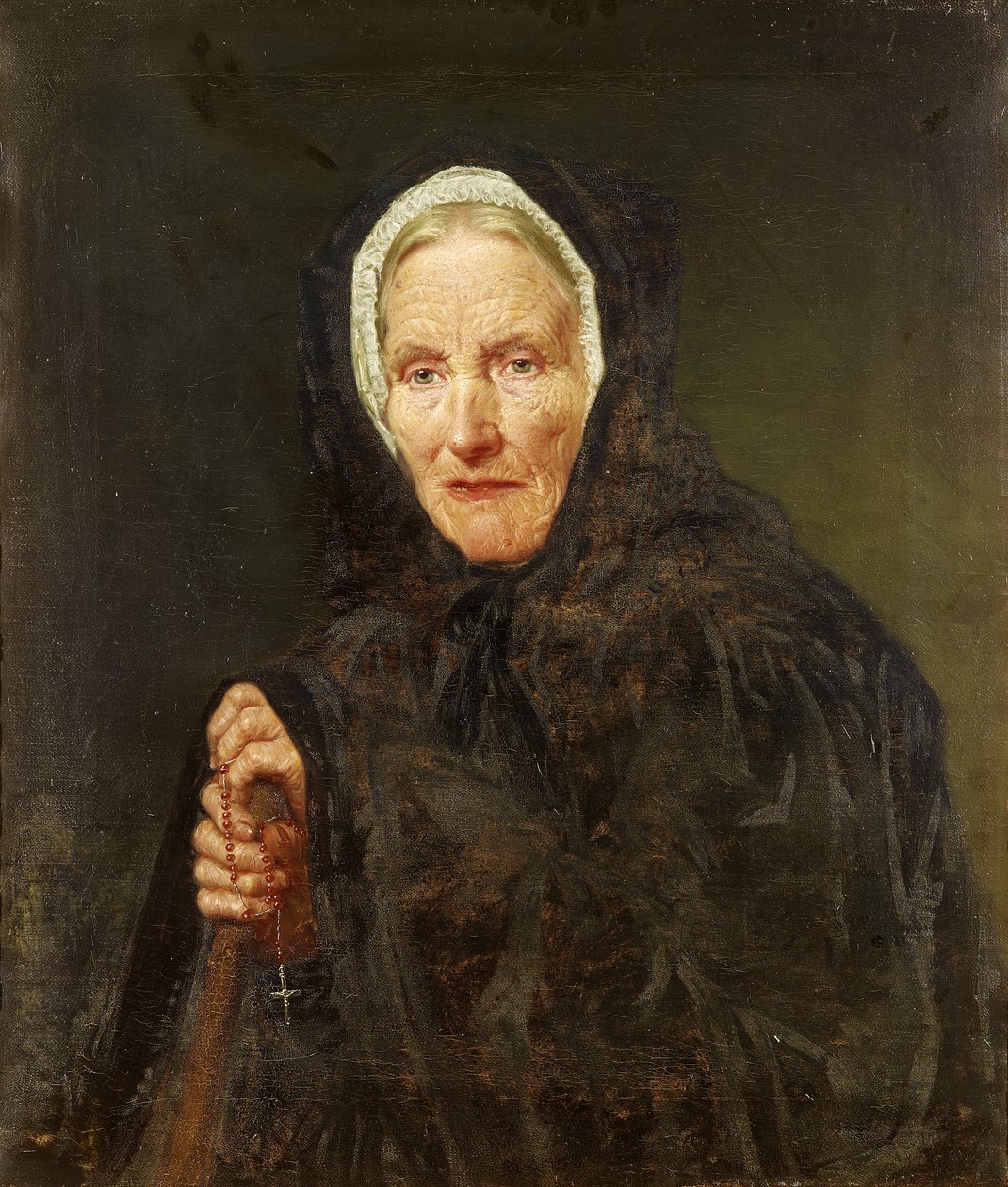 bir tespih ile yaşlı kadın by Carl d´Unker