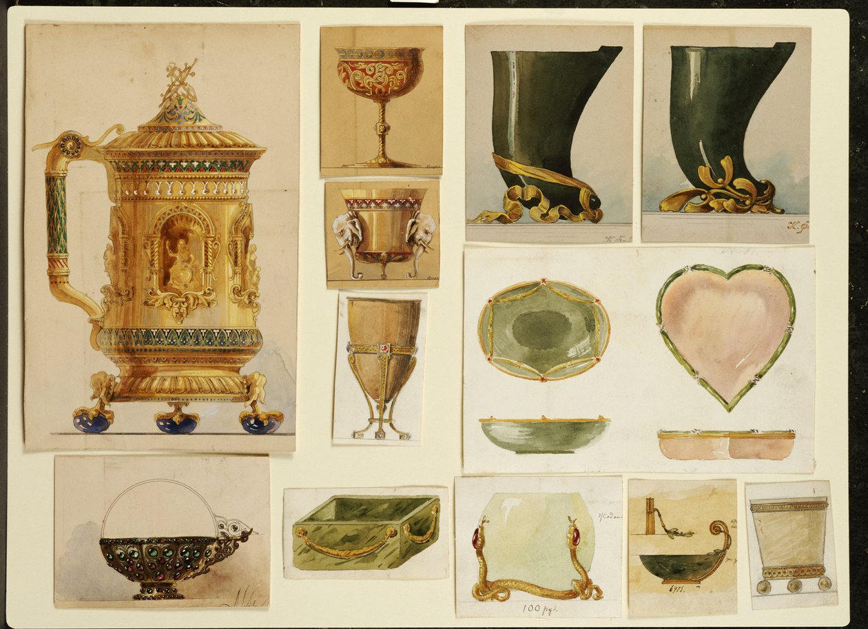 Tasarım seçimi, Carl Faberge Evi (kart üzerinde beyaz ve altın ile güçlendirilmiş kurşun kalem ve sulu boya) by Carl Fabergé