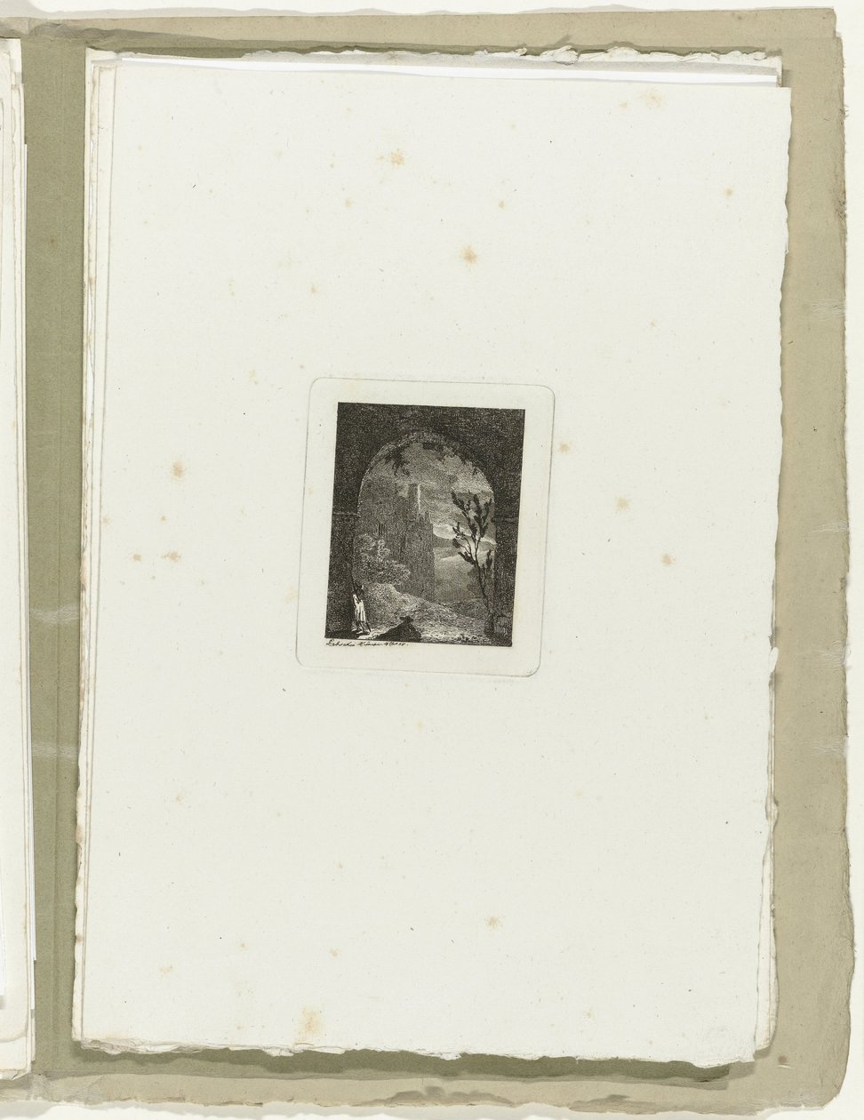 Bir geçitte mızraklı adam On altı manzara (dizi başlığı) by Carl August Lebschee