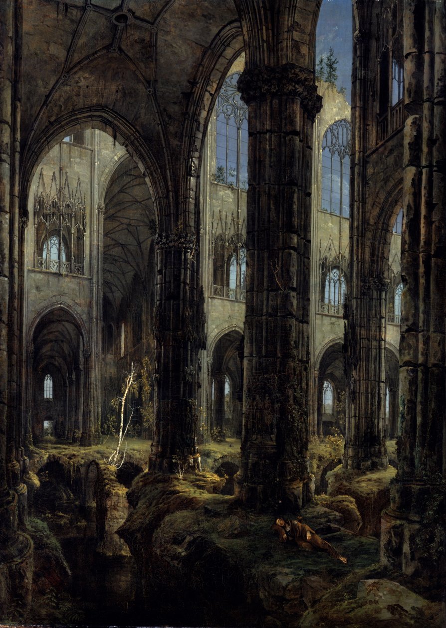 Gotik Kilise Harabeleri, 1826 by Carl Blechen