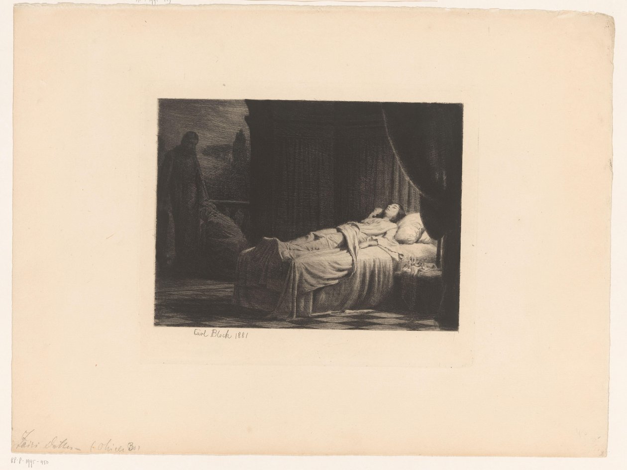 Bir kadın olarak ölüm, tapanla birlikte by Carl Bloch