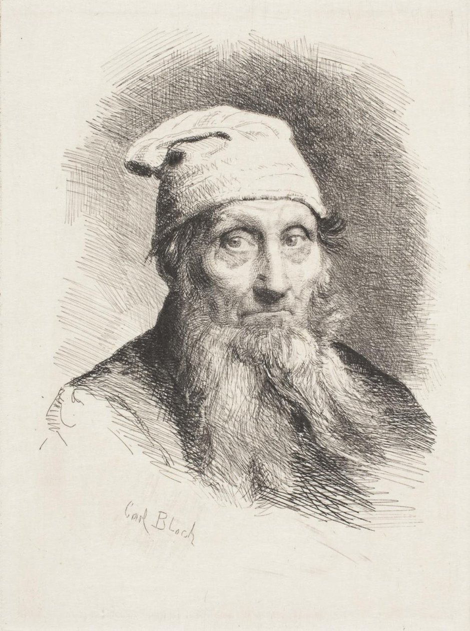 Şapkalı yaşlı bir adam. Baskın yapmak by Carl Bloch